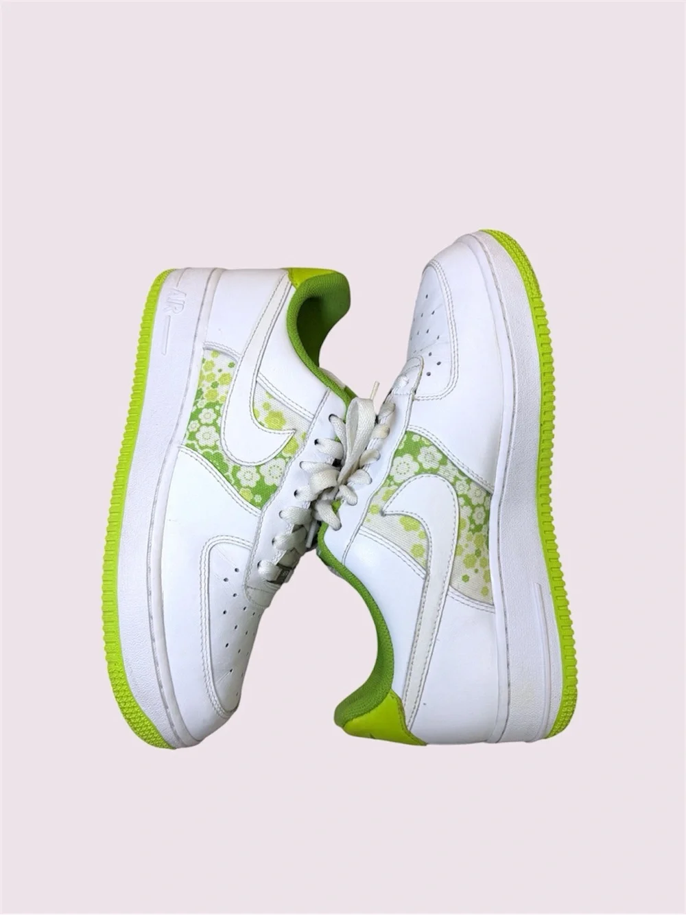 Nike Air Force 1 Low Womens Size 8 White Citron Lime Green Floral Y2K 315115-118